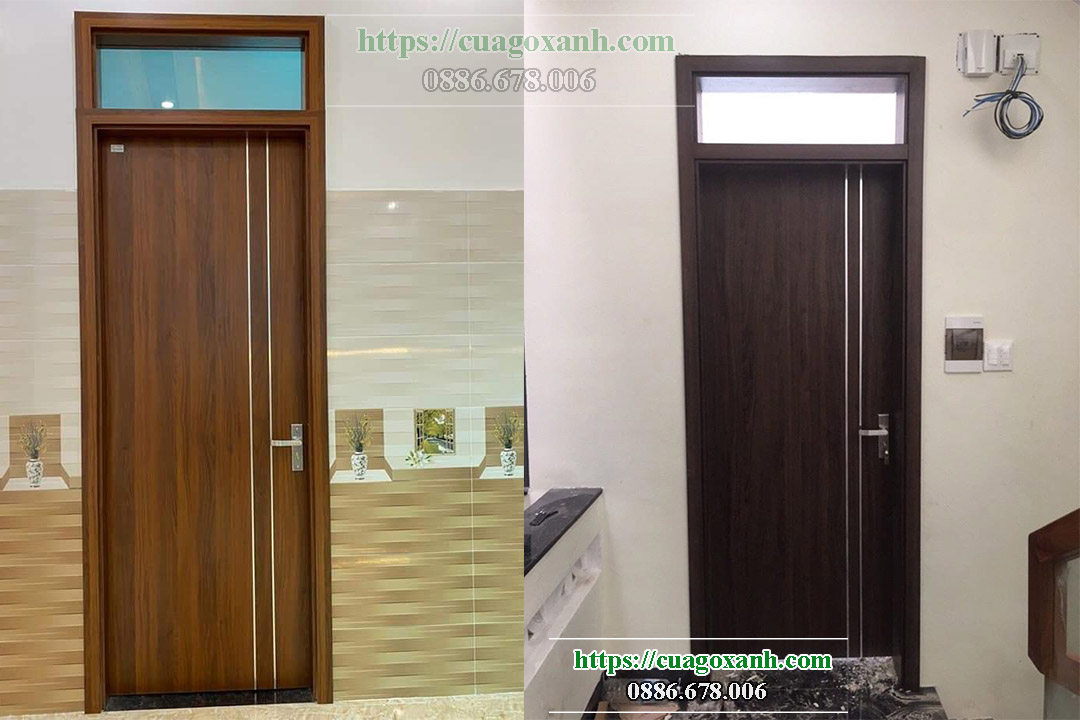 Mẫu cửa gỗ composite kèm ô thoáng kính